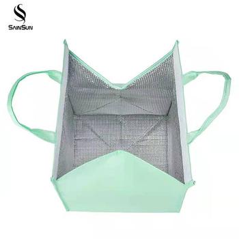 China Waterproof Aluminum Foil Custom Seafood Logo Triangle Cake Insulation Bag Cooler Bag for sale