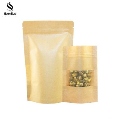 China Recyclable Washable Design Oil Proof Kraft Paper Zip Lock Storage Bag For Snack Food Packaging for sale