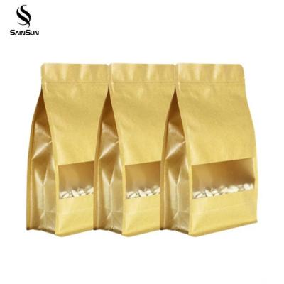 China Recyclable Ziplock Stand Up Kraft Paper Flat Khaki Bag For Milk Powder Food Paper Packaging Bag for sale