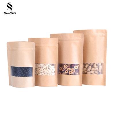 China Recyclable With Custom Printed Zip Lock Window Grade Backing Up Bread Packaging Mini Brown Paper Packaging Bag For Food for sale