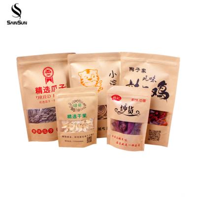 China Small Food Popcorn Craft Brown Kraft Paper Bags Custom Printing Recyclable Recycled Wholesale Logo for sale