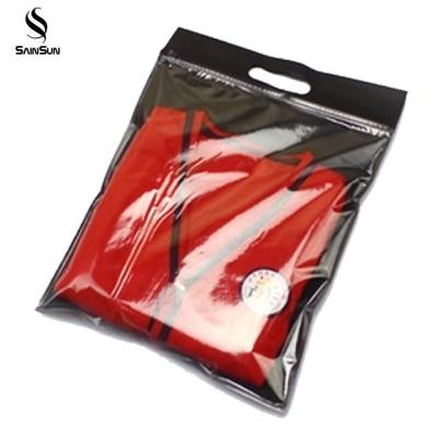 China Good LDPE Plastic Clear Cloth 3 Side Seal Reseal Poly Bag With Handle Garment Zipper Bag for sale