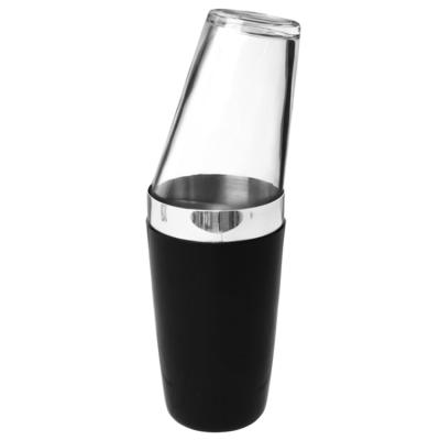 China Sustainable Boston Cocktail Shaker 16oz Glass And 26oz Stainless Steel With Rubber Sleeve for sale