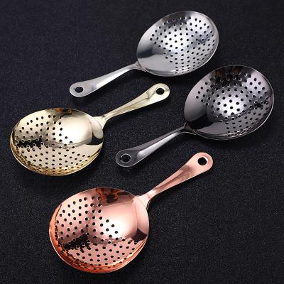 China Viable Cocktail Mesh Juice Ice Strainer Bar Tool Kit Julep Strainer Filter Rose Gold Black Stainless Steel for sale