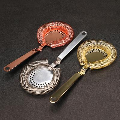 China Viable Spouted Luxury Bar Cocktail Strainer Stainless Steel Bar Tool Wine Ice Strainer Bartender for sale