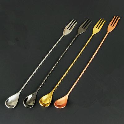 China 300mm Long Handle Stainless Steel Viable Cocktail Spoon Stirring Spoon Spiral Pattern Bar Spoon for sale