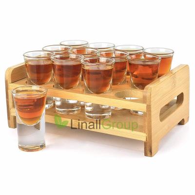 China Western Lead Free 12 Hole Cocktail Shaker Holder Cup Liquor Shot Glasses With Suit One Small Cup Glass Wine Cup Glass Set for sale