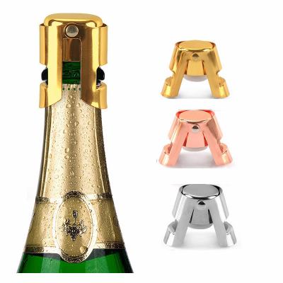 China Best Viable Stainless Steel Logo Gold Preserve Champagne Stopper Bubbly Stoppers Saver Metal Silver Sealer Wine Bottle Plug for sale