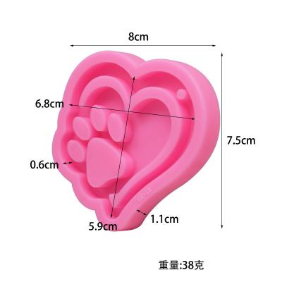 China Viable Shiny Shiny Heart and Paw Keychain Mold DIY Handmade Charms Mold Resin Craft Jewelry Silicone Epoxy Mold for sale