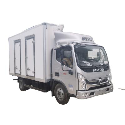 China Foton frozen food van truck 4x2 drive refrigeration van box truck cooling box truck 4100*2000*2000mm for sale