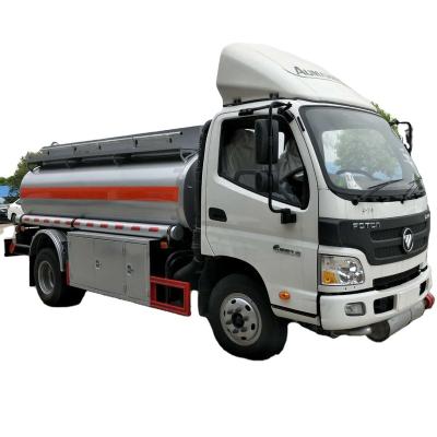 China Hot-selling carbon steel Q345 Foton tanker 4x2 drive fuel tank truck 4-5 m3 refueling truck and tank oil tank tanker for sale