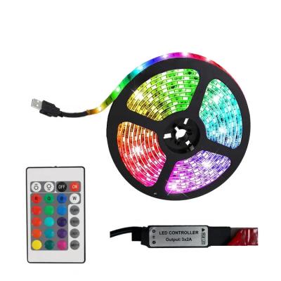 China Theme Park BacklightStar 1m 24 Keys USB Remote Control RGB LED Light Strip Powered 5V SMD 5050 TV Backlight 5v TV Led Strip for sale