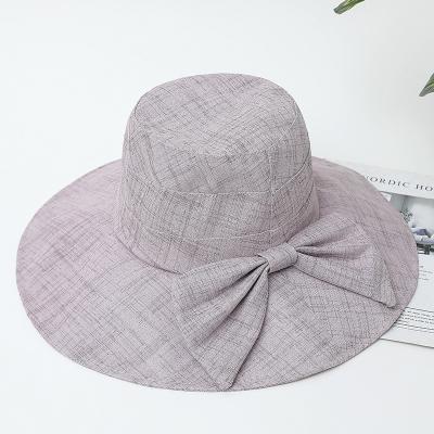 China Lightweight Breathable 100% Cotton Custom Your Own Decor, Female Lightweight Breathable Bucket Hat With Handtailor Bow for sale