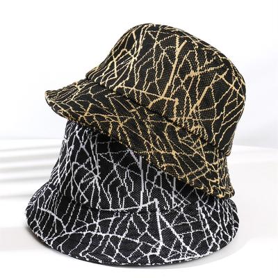 China 2022 New Designer Sunshade Stylish Crack Print Bucket Hat Portable Lightweight Summer Hat For Outdoor Party for sale