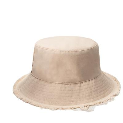 China Wholesale Women Sun Protection Designer Fashion Tassels Brim Bucket Hat Girl Distressed Brim Summer Hat for sale