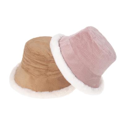 China Keep Warm Wholesale Simple Bucket Hat With Lovely Custom Made Soft Brim Faux Fur Winter Women Bucket Hat for sale