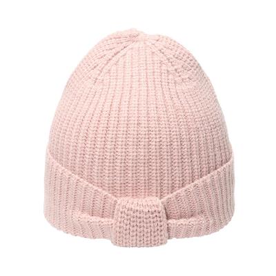 China New Design JOINT Wholesale Bowknot Knit Cotton Beanie Manufactures Caps And Hat Kids Winter Beanies for sale