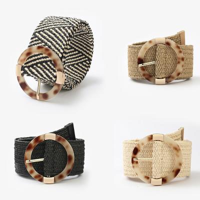 China Bohemia Straw Paper Woven Belt Factory direct cloth belt women straw paper fashion loose street woven belts for sale