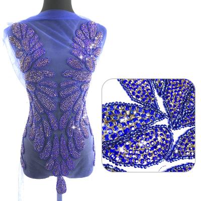 China High Quality Flatback Rhinestone Applique Bodice Bodice Rhinestone Applique Patch W007 For Sewing Dress Dress for sale