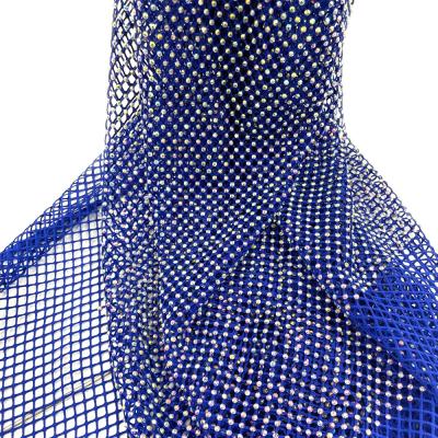 China Wholesale High Quality New Arrival SS10 Crystal Stretch Rhinestone Mesh Multicolor Flatback Elastic Fabric S556 For Garment for sale