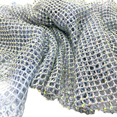 China S588 factory wholesale rhinestone mesh trim mesh Flatback roll up women's beach mesh with rhinestones for sale