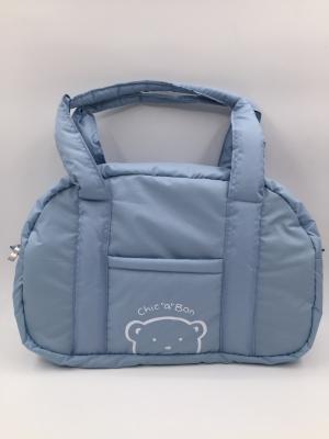 China 190T Polyester Light Blue Tote Diaper Bags Large Capacity Multi Function for sale