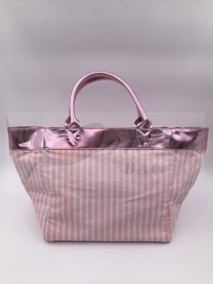 Κίνα Ρόδινες λωρίδων 12oz τσάντες Tote καμβά ελαφριές για το cOem ταξιδιού/ODM διαθέσιμος προς πώληση