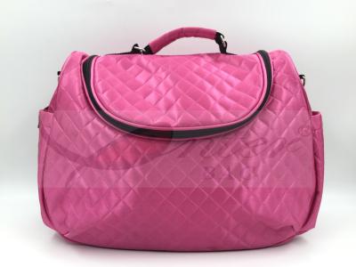 China Pink Satin Quilted Tote Diaper Bags With Strap Easy Carry Big Capacity for sale