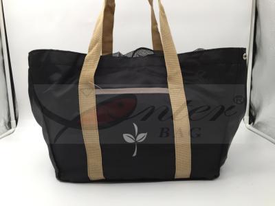 China Black 420D Polyester Reusable Folding Shopping Bags For Supermarket Shopping for sale