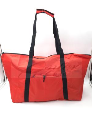 China Water Resistant Reusable Folding Shopping Bags Red Color For Travel for sale