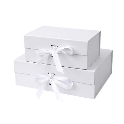 China Custom Handmade OEM Logo Printing Luxury Magnetic Foldable Paper Gift Box With Ribbon Shoes Apparel Packaging Box for sale