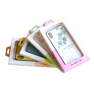 China Handmade Custom Hanging Tag For Electronic Product Tray Insert Hook Plastic Paper Box With Window For Mobile Phone Case Packing Box for sale