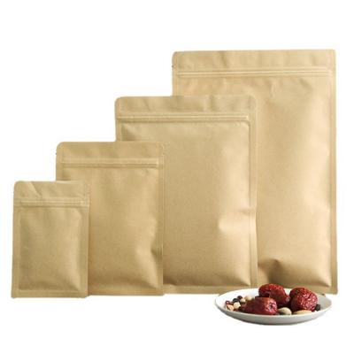 China Recycled Materials Brown Kraft Biodegradable Composite Paper Bag Back Up Bag With Your Logo Foil Lined Kraft Paper Bags With Zipper for sale