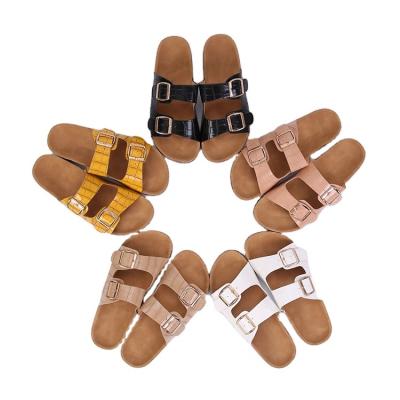 China Anti-Smell Slippers for Women Cork Sole Sandals 2020 Women Ladies Flats and Sandals Custom Slipper for sale