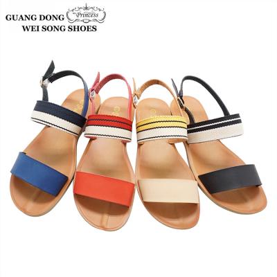 China Excellent Reputation Soft Open Toe Strap Wild Lady Buckle Flat PU Flat Sandals for sale