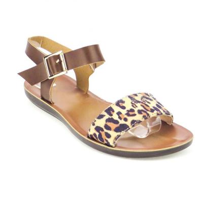 China 2021 Trendy Popular Modern Leopard Print Buckle Strap Sandals For Women And Ladies Flat Sandals for sale