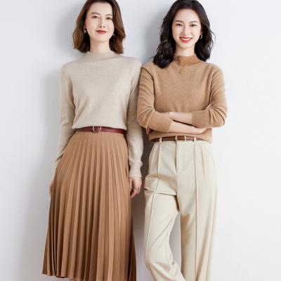 China 2021 breathable autumn and winter ladies new loose half high neck solid color shorts pullover basic sweater sweater for sale