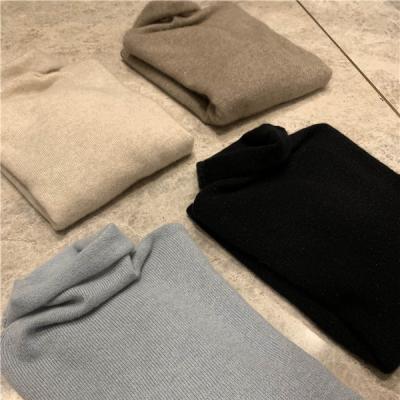 China 2022 Solid Color Cashmere Women's Large Size Wool Sweater High Neck Pile Sweater Breathable Bright Silk Pile Collar for sale