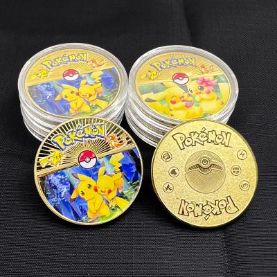 China Global Pokemon Pikachu Monster Gold Plated Metal Coins Set Collected Around Best Ghostblade Anime Challenge Coin Gift For Kids for sale