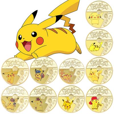 China Pocket Animals Pikachu New Year Gift 2022 Global Gold Pokemon Coins Collectable Japanese Original Anime Challenge Coins for sale