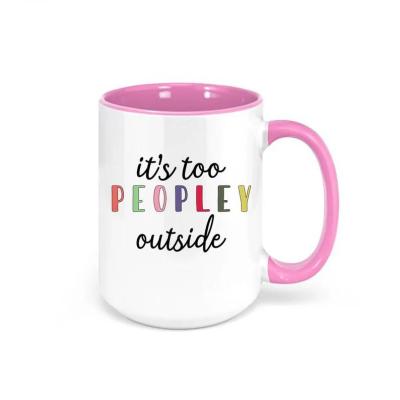 China Viable Handle 11oz Inner Colored Ceramic Mug Sublimation Empty Mug for sale