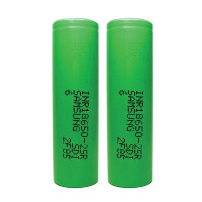 China Green Authentic 100/100 original sumsang 25r 3.7V 20A Samsung INR18650 25R 2500mAh made in Korea for sale