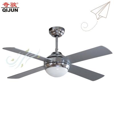 China High Efficiency 48 Inch Silver Chrome Decorative Ceiling Fan With LED Light Remote Control for sale