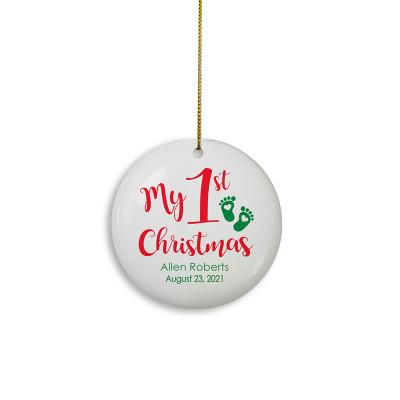 China 1st Xmas Home Xmas Tree Ornaments Double Side Eco Decoration Baby Christmas Tree Custom Blank High Quality Home Sublimation For Gift for sale