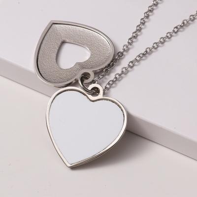 China Romantic Heart Shaped Sublimation Necklace Blanks Custom Made Jewelry Pendant Necklace Lover Gift for sale