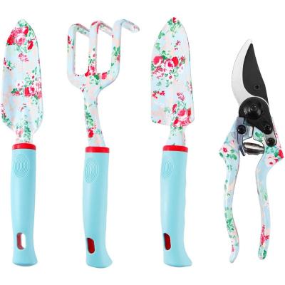 China Shoveling Gardening Tools Set of 9 Pieces of Two Color Plastic Handle Aluminum Garden Tools Planting Potted Flowers and Vegetables Garden Tool for sale