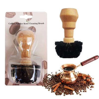 China Solid Wooden Household Coffee Machine Powder Bowl Cleaning Brush Coffee Bombers Powder Bowl Cleaning Brush for sale