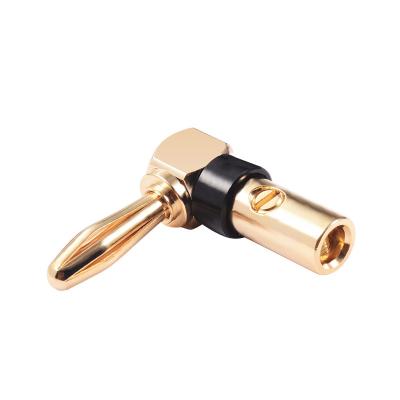 China 1PCS Banana 90 Degree 4mm Gold Plated Plug Copper Jack Speaker Audio Video Connector Adapter T280 for sale