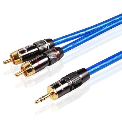 China Car High End 3.5mm Jack To 2RCA 1/8 Inch To Dual RCA Cable Stereo Speaker Earphone Audio Microphone for sale