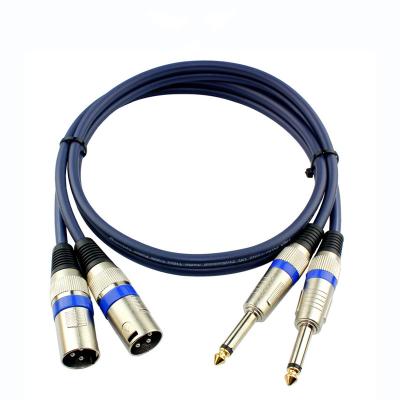 China Camera Factory Direct Mono 6.35mm TS Dual To Dual XLR 6.35mm Barrel 3 Pin Male 2 To 2XLR Audio Cable for sale